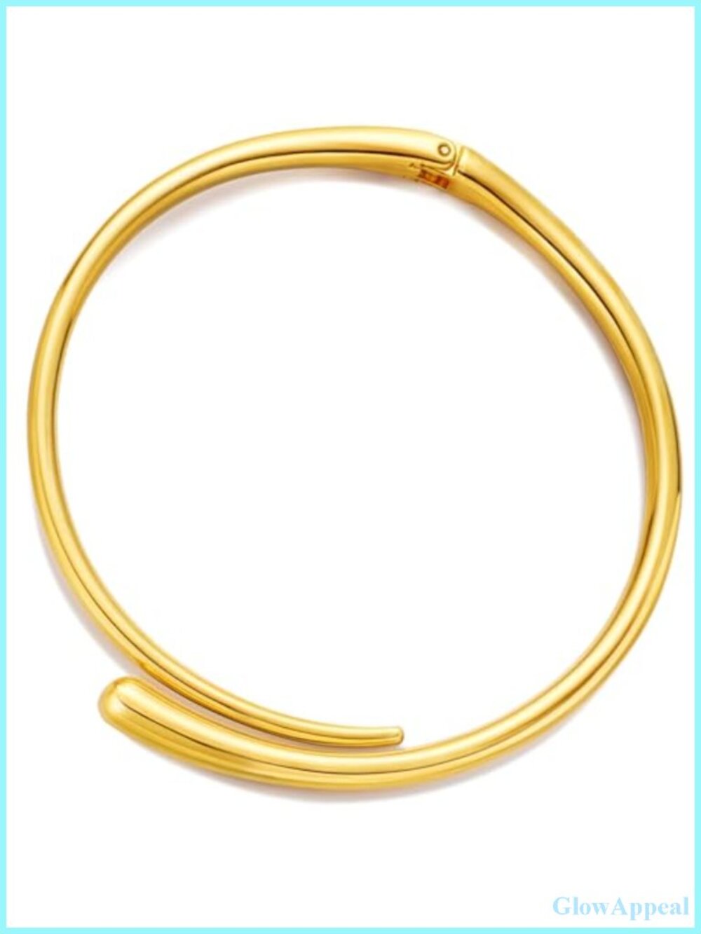 18K Gold Plated Chunky Teardrop Hoop Choker Necklace Statement Layered Cuff